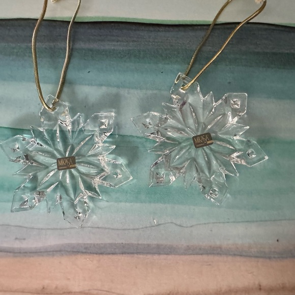 Mikasa Joyous Collection Crystal Snowflake Ornaments (2) New Without Box - Picture 10 of 12